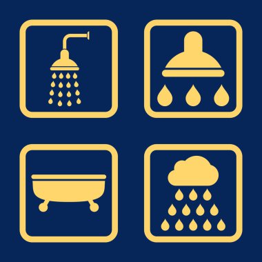 Duş banyo düz kare vektör simgesi