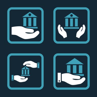 Vektör simge banka hizmet düz kare