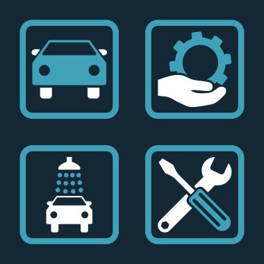 Araba Servisi düz vektör simgesi kare