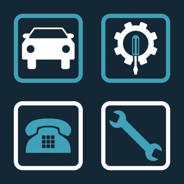 Araba Servisi düz vektör simgesi kare