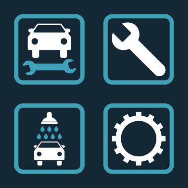 Araba Servisi düz vektör simgesi kare