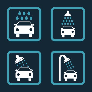 Araba duş düz kare vektör simgesi