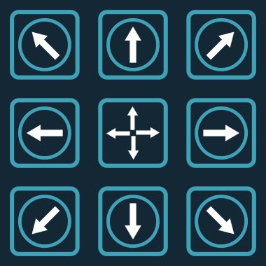 Yön okları düz kare vektör simgesi