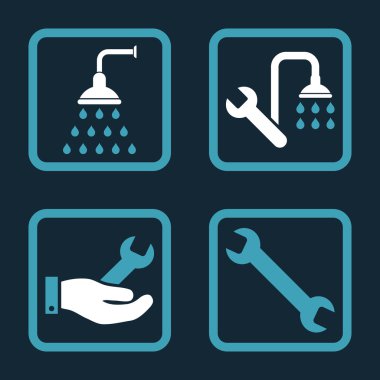 Sıhhi tesisat düz kare vektör simgesi