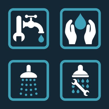 Sıhhi tesisat düz kare vektör simgesi