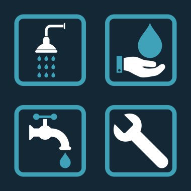 Sıhhi tesisat düz kare vektör simgesi