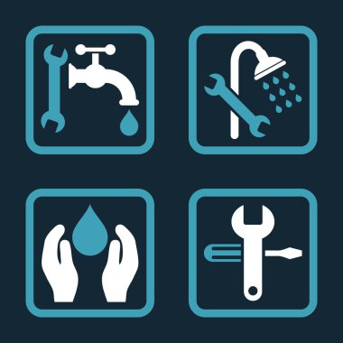 Sıhhi tesisat düz kare vektör simgesi