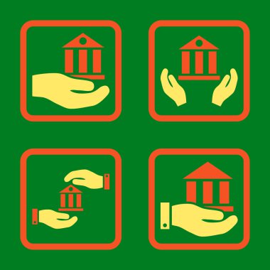 Vektör simge banka hizmet düz kare