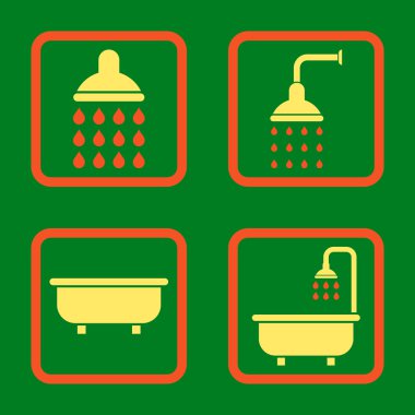 Banyo duş düz kare vektör simgesi