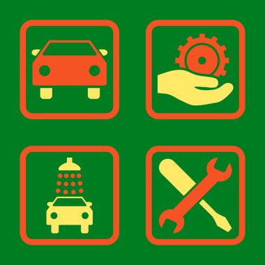 Araba Servisi düz vektör simgesi kare
