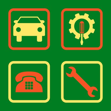 Araba Servisi düz vektör simgesi kare