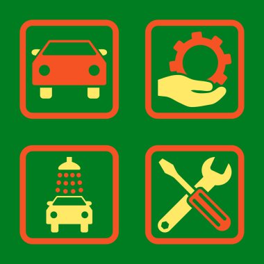 Araba Servisi düz vektör simgesi kare