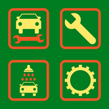 Araba Servisi düz vektör simgesi kare