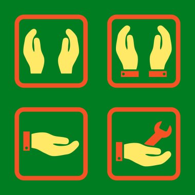 Bakım el düz kare vektör simgesi