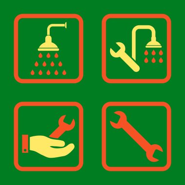 Sıhhi tesisat düz kare vektör simgesi