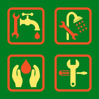 Sıhhi tesisat düz kare vektör simgesi