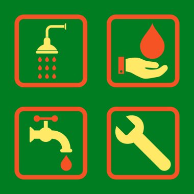 Sıhhi tesisat düz kare vektör simgesi