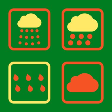 Yağmur bulutları düz kare vektör simgesi