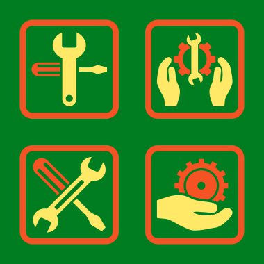 Düz kare vektör simgesi hizmet araçları