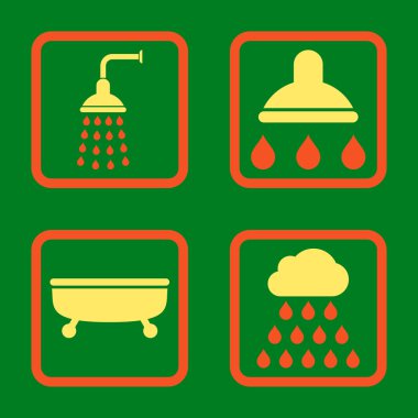 Duş banyo düz kare vektör simgesi