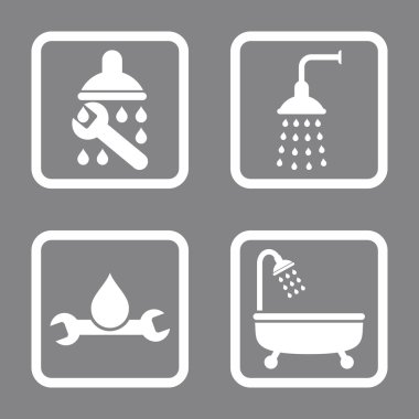 Sıhhi tesisat düz kare vektör simgesi