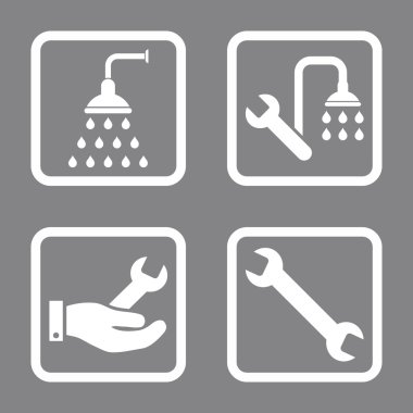 Sıhhi tesisat düz kare vektör simgesi