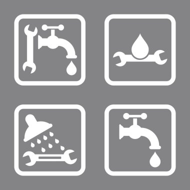 Sıhhi tesisat düz kare vektör simgesi