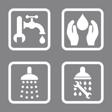 Sıhhi tesisat düz kare vektör simgesi