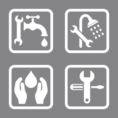 Sıhhi tesisat düz kare vektör simgesi