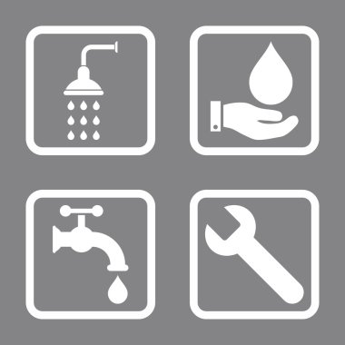 Sıhhi tesisat düz kare vektör simgesi