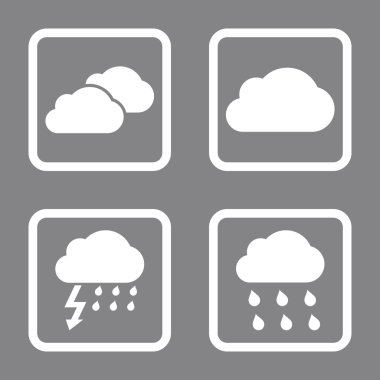 Yağmur bulutları düz kare vektör simgesi