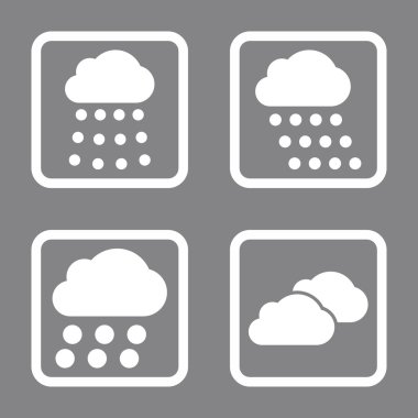 Yağmur bulutları düz kare vektör simgesi