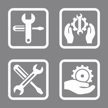 Düz kare vektör simgesi hizmet araçları