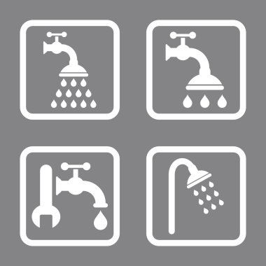 Duş sıhhi tesisat düz kare vektör simgesi