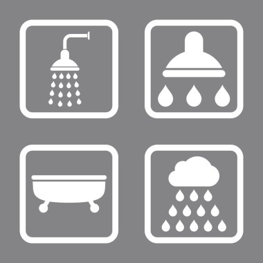 Duş banyo düz kare vektör simgesi