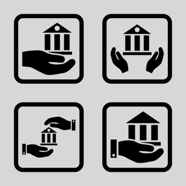 Vektör simge banka hizmet düz kare