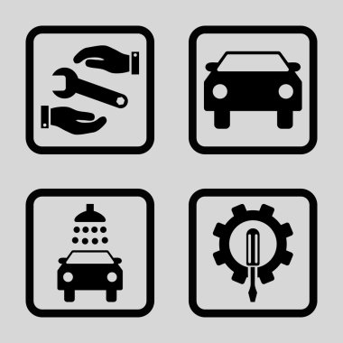 Araba Servisi düz vektör simgesi kare