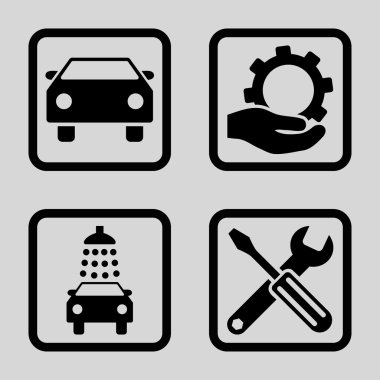 Araba Servisi düz vektör simgesi kare