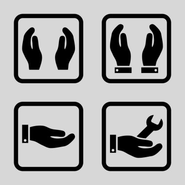 Bakım el düz kare vektör simgesi