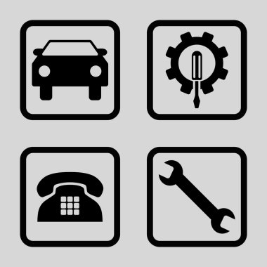 Araba Servisi düz vektör simgesi kare