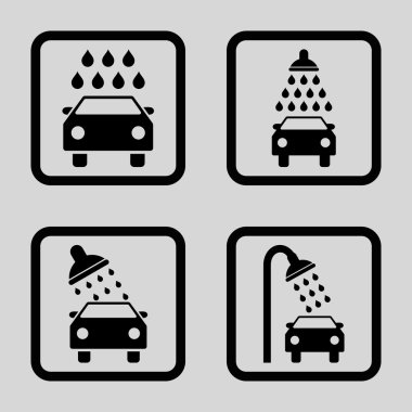 Araba duş düz kare vektör simgesi