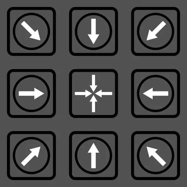 Richtungspfeile flache quadratische Vektorsymbole — Stockvektor