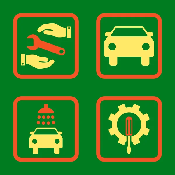 Car Service Flat Squared Vector Icon — Stock Vector
