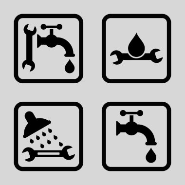 Sıhhi tesisat düz kare vektör simgesi