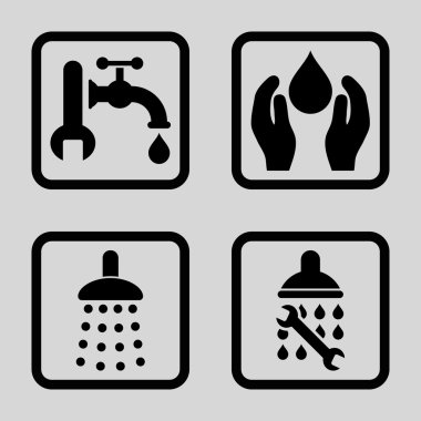 Sıhhi tesisat düz kare vektör simgesi