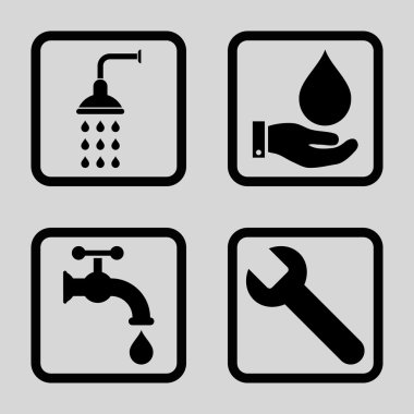 Sıhhi tesisat düz kare vektör simgesi