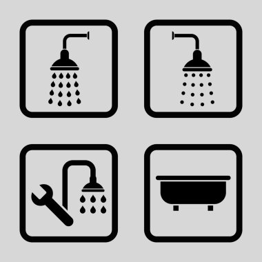 Duş banyo düz kare vektör simgesi