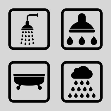 Duş banyo düz kare vektör simgesi