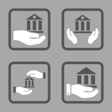 Vektör simge banka hizmet düz kare