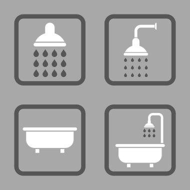 Banyo duş düz kare vektör simgesi